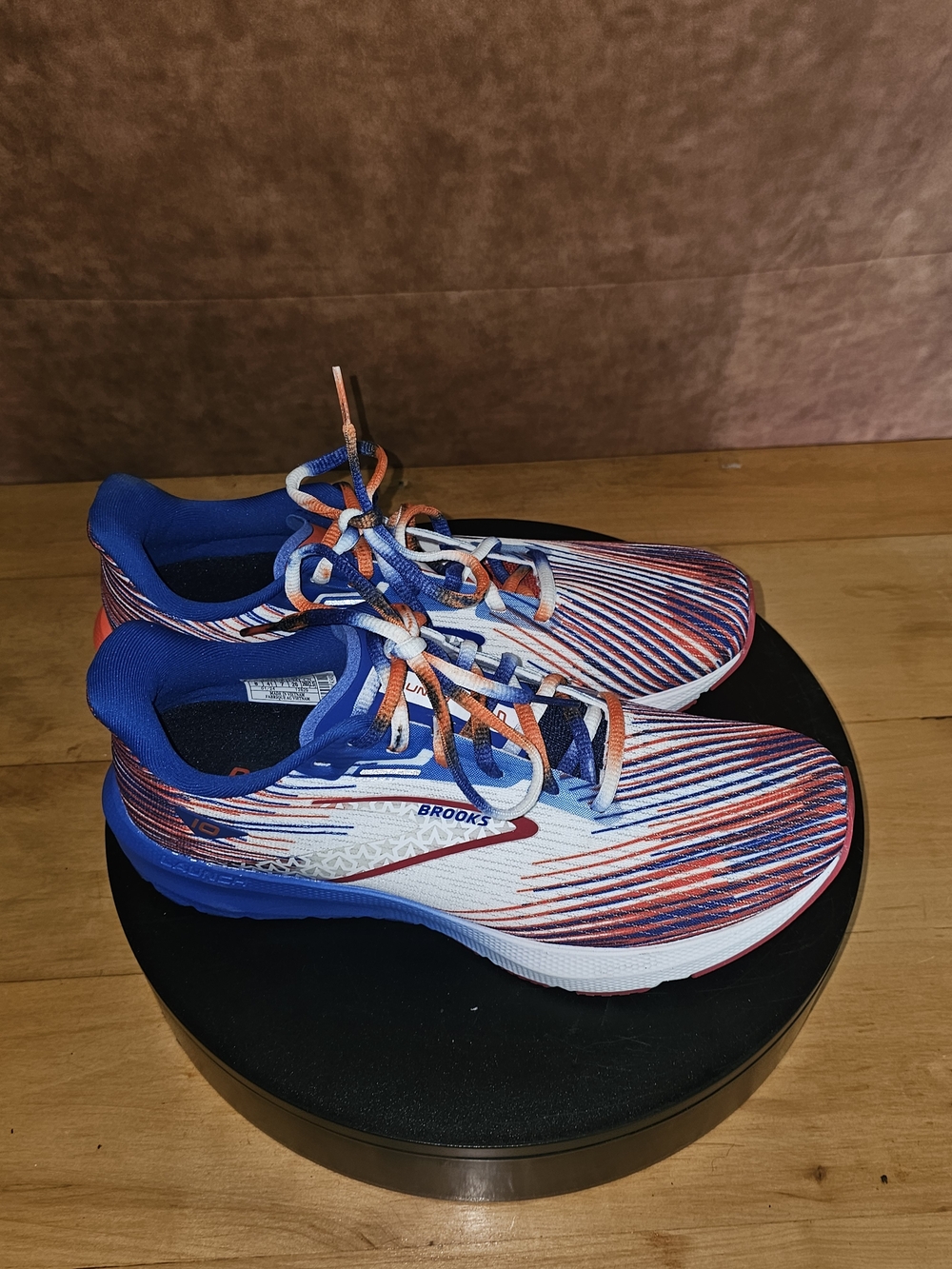 Brooks Women's Blue White Orange Striped Running Sneakers